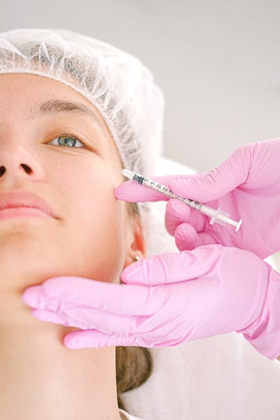 Woman receiving a cosmetic facial treatment