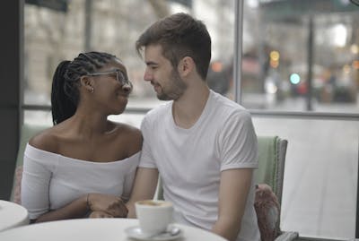 Couple sitting apart on a bench