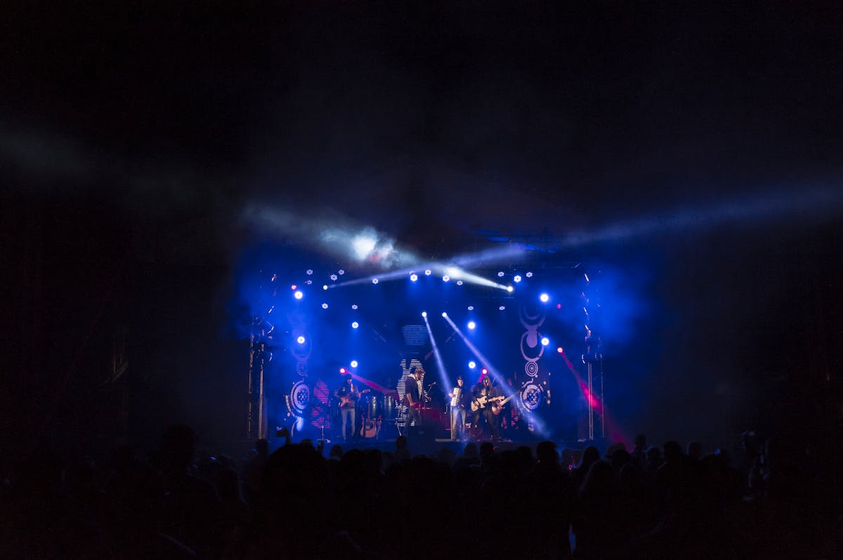 Music performance stage lights and audience