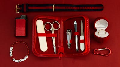 Personal grooming tools on surface
