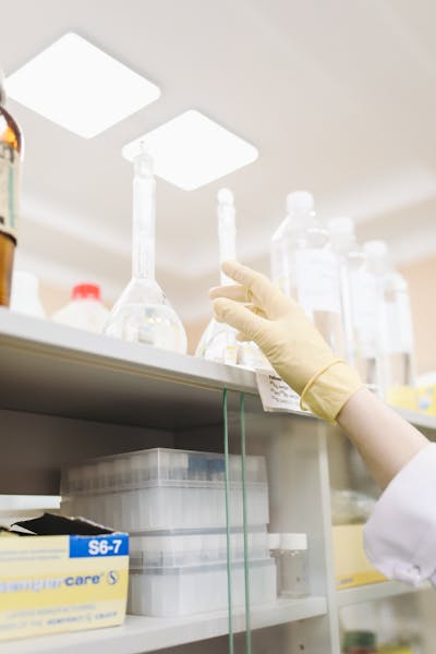 Scientist examining samples in a medical research lab